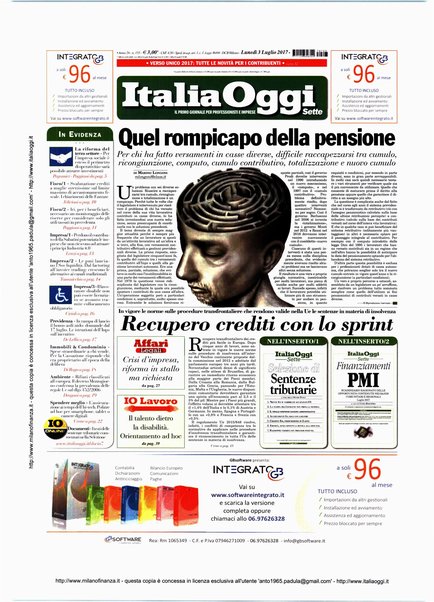 Italia oggi : quotidiano di economia finanza e politica